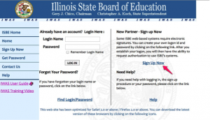 ISBE login page